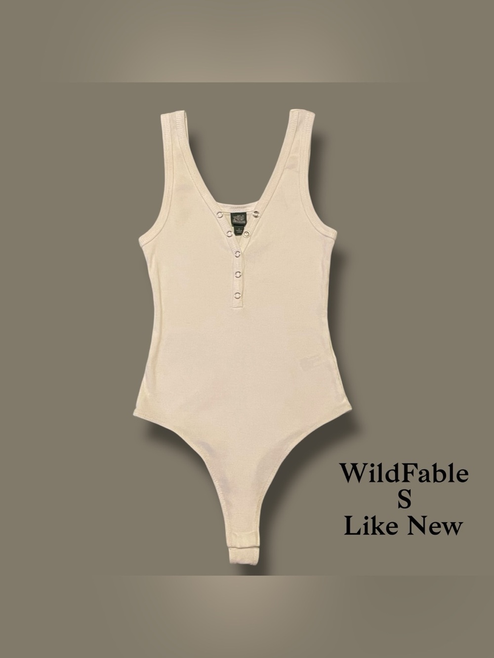 Wild Fable Cream Ribbed Snap Front Bodysuit Small Like New